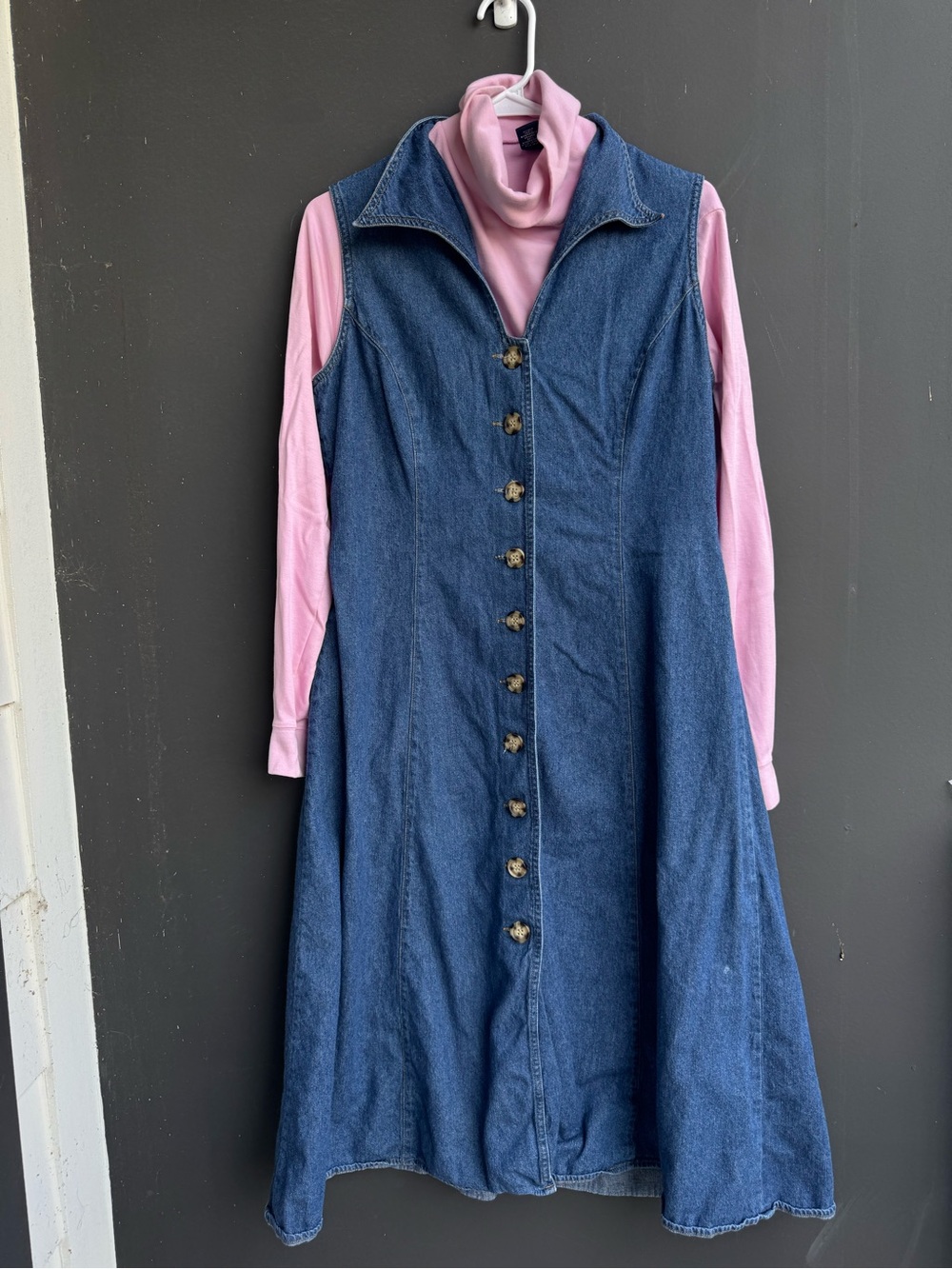Vintage Coldwater Creek 90s butter mom Denim Button-Front Midi dress